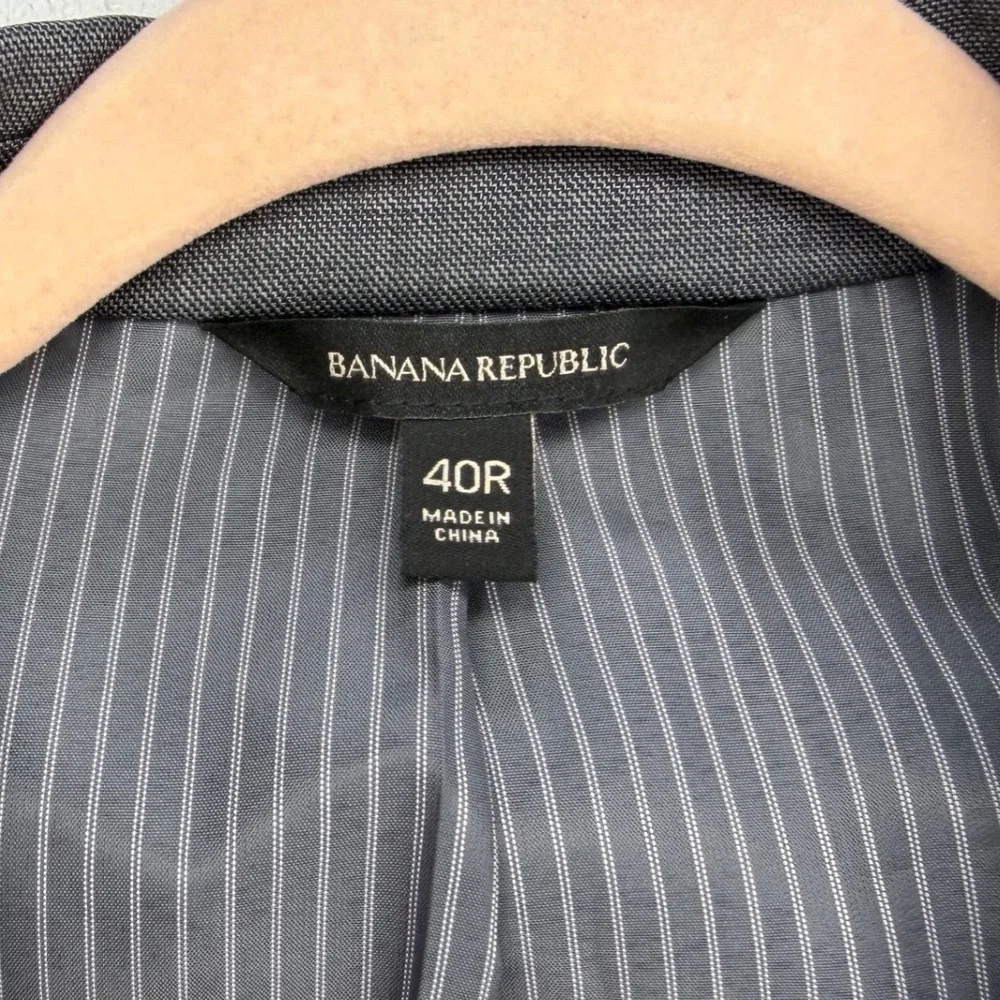 Banana Republic Mens 40R Grey Sharkskin Wool Blend Two Button Suit Jacket Blazer